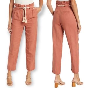 Veronica Beard Karter paperbag linen blend crop pants size 8
